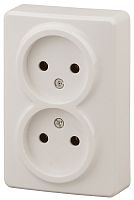 Розетка без заземления накладная Эра Эксперт 2-м. слоновая кость картинка